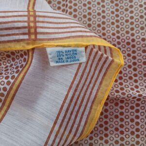 Vintage Japanese Scarf Handkerchief 1960's Rayon Nylon Geometric Dot & Stripe